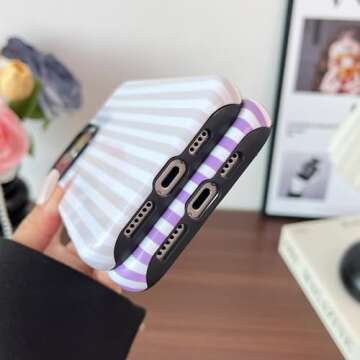 Longlayss Cute Striped iPhone 16 Pro Case for Women