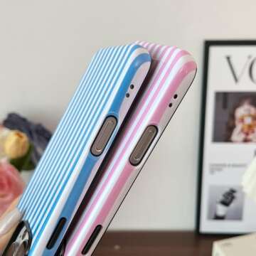 Longlayss Cute Striped iPhone 16 Pro Case for Women