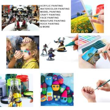 Transon Detail Thin Paint Brush Set 6pcs for Model Minature Craft and Art Painting Green