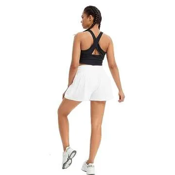 Blaosn Flowy Athletic Shorts for Women Gym Yoga Wokout Running Sweat Spandex Tennis Skirts High Wais...