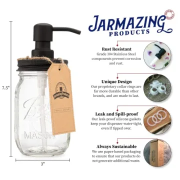 Jarmazing Mason Jar Soap Dispenser - 16 oz Stylish & Durable