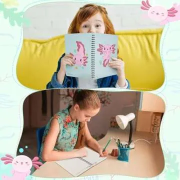 Cute Axolotl Spiral Notebooks Set for Kids and Adults