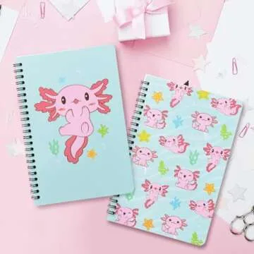 Cute Axolotl Spiral Notebooks Set for Kids and Adults