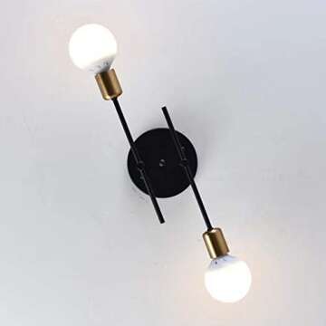 HY FLORISTS Rustic Ceiling Light semi Flush Mount 2 Bulb Light Fixture, Matte Black with E26 lamp Holder Chandelier for Farmhouse Kitchen Dining Room Bathroom Bedroom Modern Style