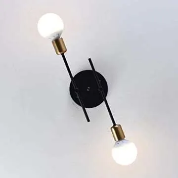 HY FLORISTS Rustic Ceiling Light semi Flush Mount 2 Bulb Light Fixture, Matte Black with E26 lamp Holder Chandelier for Farmhouse Kitchen Dining Room Bathroom Bedroom Modern Style