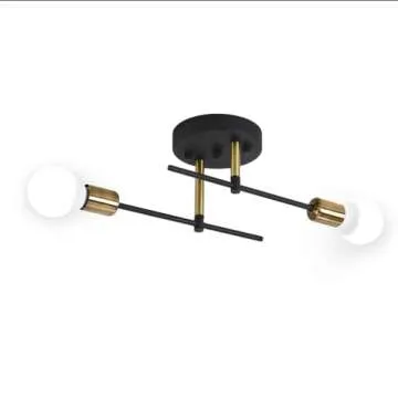 HY FLORISTS Rustic Ceiling Light semi Flush Mount 2 Bulb Light Fixture, Matte Black with E26 lamp Holder Chandelier for Farmhouse Kitchen Dining Room Bathroom Bedroom Modern Style