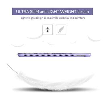 SURITCH for iPad 9th/8th/7th Generation, iPad 10.2 Case, [Built in Screen Protector] [Pencil Holder] Lightweight Leather Smart Cover and Magnetic Trifold Stand for iPad 2021/2020/2019-Purple Marble