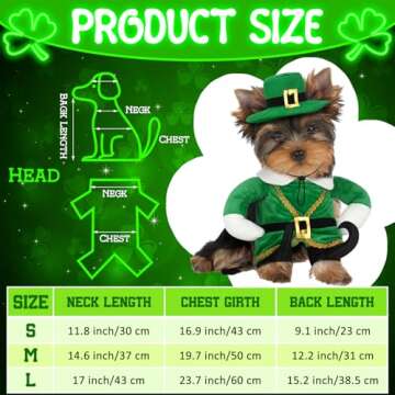 Hollowfly St. Patrick's Day Dog Costume Walking Leprechaun Dog Costume Irish Funny Pet Outfit with Arms Irish Holiday Day Outfit Accessories for Cat Doggy Pet(S)