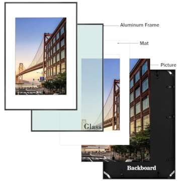 Frametory 16x24 Aluminum Picture Frame with Removable Mat