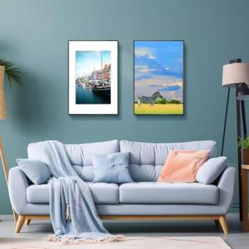 Frametory 16x24 Aluminum Picture Frame with Removable Mat