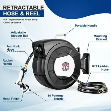 66ft Retractable Garden Hose Reel - Automatic Storage System