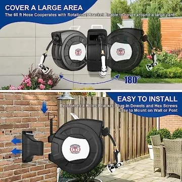 66ft Retractable Garden Hose Reel - Automatic Storage System