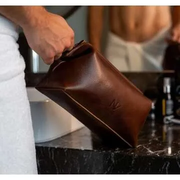 NV Holders Premium Genuine Leather Toiletry Bag for Men - The Ultimate Travel Dopp Kit and Hygiene Organizer, Perfect Men's Toiletry Travel Bag (Brown)