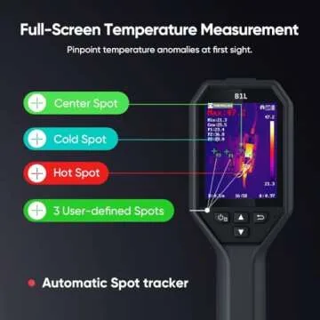 HIKMICRO B1L 160 x 120 IR Resolution Thermal Imaging Camera with WiFi, 25Hz Refresh Rate, 3.2" LCD Screen, Handheld 19200 Pixels Infrared Thermal Imager with High Temperature Alarm