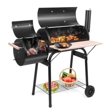 Outvita Charcoal Grill and Offset Smoker - Portable BBQ for Backyard Cooking