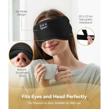 TOPOINT Sleep Mask with Headphones Bluetooth 5.4 Wireless, Sleep Headphones Earphones Earbuds with Microphone HD Speakers Music, Blackout Eye Mask for Sleeping Travel Meditation Men Women Cool Gadgets
