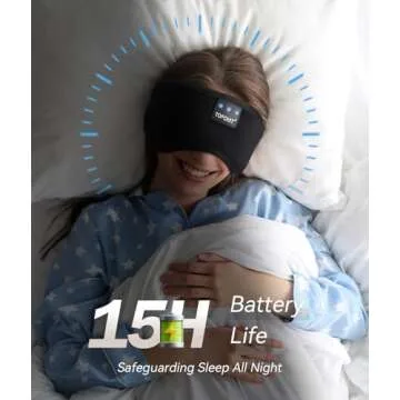 TOPOINT Sleep Mask with Headphones Bluetooth 5.4 Wireless, Sleep Headphones Earphones Earbuds with Microphone HD Speakers Music, Blackout Eye Mask for Sleeping Travel Meditation Men Women Cool Gadgets