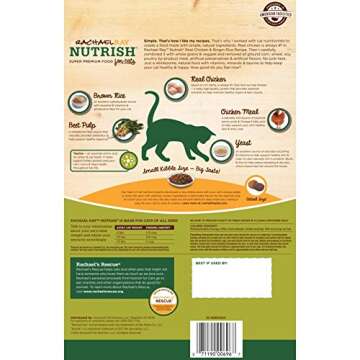 Rachael Ray Nutrish Premium Natural Dry Cat Food, Real Chicken & Brown Rice Recipe, 14 Pounds (Packa...