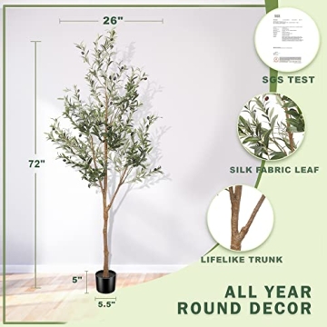 LYERSE 6ft Artificial Olive Tree - Stunning Home Addition