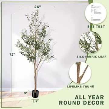 LYERSE 6ft Artificial Olive Tree - Stunning Home Addition