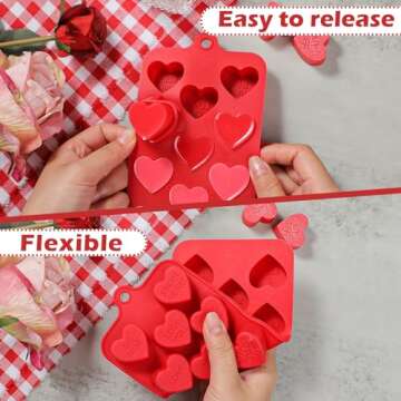 Webake Conversation Heart Molds, 14-Cavity Heart Chocolate Silicone Molds with Love Words, Conversation Heart Mold for Chocolate, Candy, Fudge, Ice Cube, Cake Pop, Pack of 2