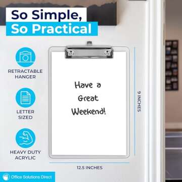 Plastic Clipboards (Set of 6) Transparent Clipboard (Clear) Strong 12.5 x 9 Inch | Holds 100 Sheets!...