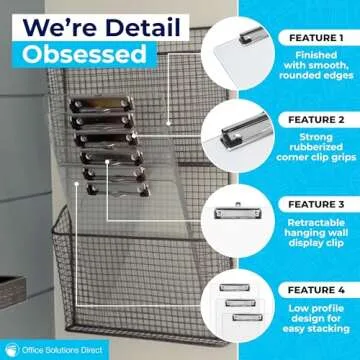 Plastic Clipboards (Set of 6) Transparent Clipboard (Clear) Strong 12.5 x 9 Inch | Holds 100 Sheets! Acrylic Clipboards with Low Profile Clip | Bulk Back to School Supplies for Teachers