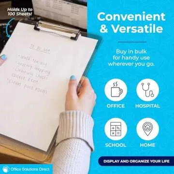 Plastic Clipboards (Set of 6) Transparent Clipboard (Clear) Strong 12.5 x 9 Inch | Holds 100 Sheets! Acrylic Clipboards with Low Profile Clip | Bulk Back to School Supplies for Teachers