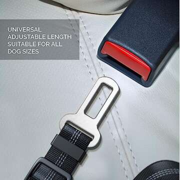 Adjustible Dog Car Harness | Seat Belt for Dogs with Elastic Bungee Buffer | Essential Dog Travel Accessories | Dog Car Leash Safety Restraint for Pets | Elastic (Black)