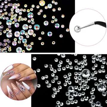 Canvalite 2784PCS Rhinestones Crystal AB Rhinestones for Nail with 5Pcs 3ml B7000 Jewelry Glue and Pick Up Tweezers and Nail Rhinestone Picker, Nail Art Tools,Stocking Stuffers Gifts for Women