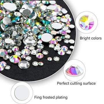 Canvalite 2784PCS Rhinestones Crystal AB Rhinestones for Nail with 5Pcs 3ml B7000 Jewelry Glue and Pick Up Tweezers and Nail Rhinestone Picker, Nail Art Tools,Stocking Stuffers Gifts for Women