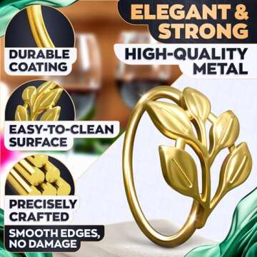 Gold Napkin Rings Set of 20 - Elegant & Durable Design