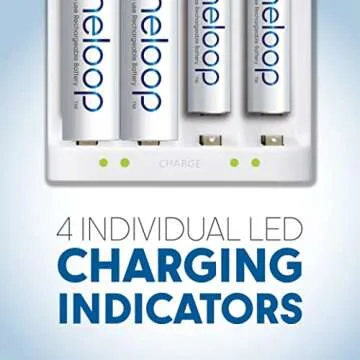 Panasonic BQ-CC17SBA eneloop Advanced Individual Battery Charger with 4 LED Charge Indicator Lights, White
