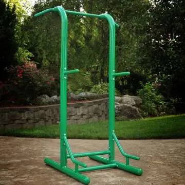 Stamina Pull Up Bar Tower & Dip Station, Free Standing Outdoor Home Gym Equipment, Green