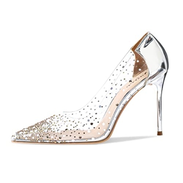 Naiyee Clear Heels Women Stiletto Rhinestones Pumps