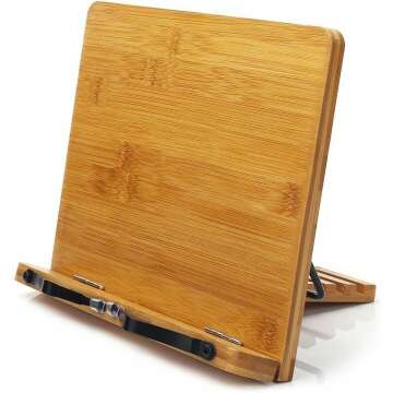 Adjustable Bamboo Book Stand for Cookbooks & Textbooks