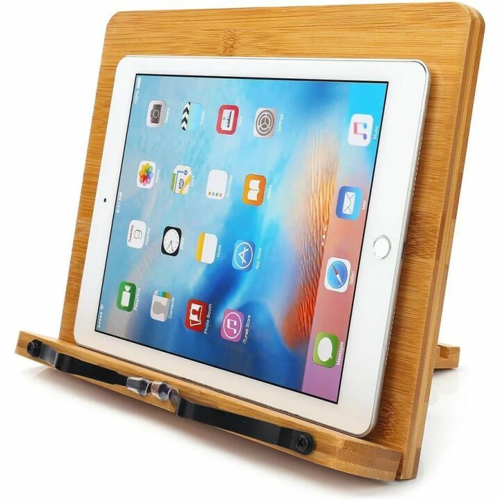 Adjustable Bamboo Book Stand for Cookbooks & Textbooks