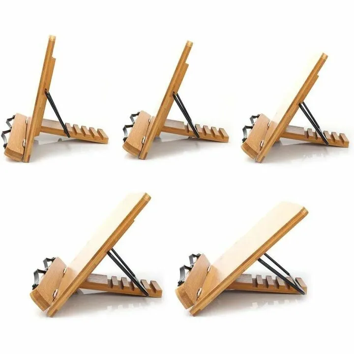 Adjustable Bamboo Book Stand for Cookbooks & Textbooks