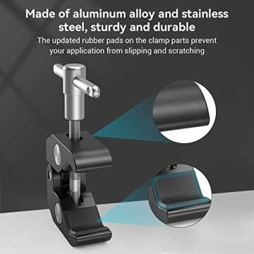 SMALLRIG Super Clamp with 1/4 and 3/8 Thread for Cameras, Lights, Umbrellas, Hooks, Shelves, Plate Glass, Cross Bars, etc - 735