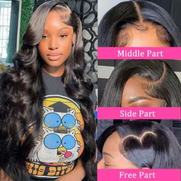 YELHADU Body Wave Lace Front Wigs Human Hair Pre Plucked 13x4 HD Lace Frontal Wigs for Women - 22 In...