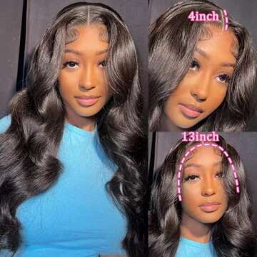 YELHADU Body Wave Lace Front Wig 100% Human Hair 22 inch