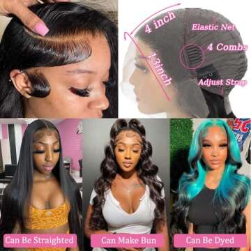 YELHADU Body Wave Lace Front Wig 100% Human Hair 22 inch