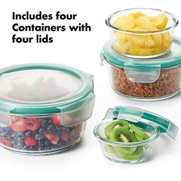 OXO Good Grips 8 Piece Smart Seal Airtight Glass Round Container Set - Versatile Meal Prep Solution