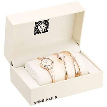 Anne Klein Women's AK/3292LPST Premium Crystal Accented Rose Gold-Tone and Blush Pink Watch and Bang...