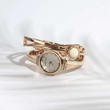 Elegant Anne Klein Women's Rose Gold and Pink Watch Set