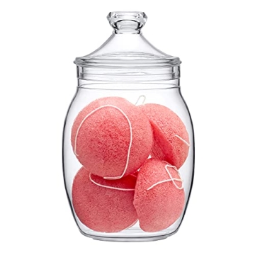 Amazing Abby - Katherine - Acrylic Bathroom Canister (52 oz), Plastic Apothecary Jar for Vanity, BPA...