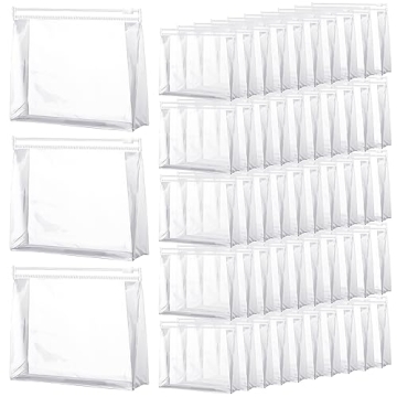 Xuniea 50 Pieces Mini Clear Makeup Bag Small Clear Zipper Pouch Clear Travel Bag for Toiletries Plas...