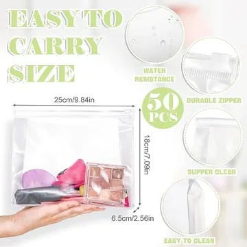 Xuniea 50 Mini Clear Makeup Bags for Versatile Organization