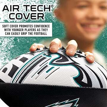Franklin Sports NFL Philadelphia Eagles Football - Youth Mini Football - 8.5" Junior Size Ball - SPACELACE Easy Grip Texture- Perfect for Kids