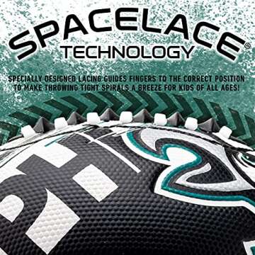 Franklin Sports NFL Philadelphia Eagles Football - Youth Mini Football - 8.5" Junior Size Ball - SPACELACE Easy Grip Texture- Perfect for Kids